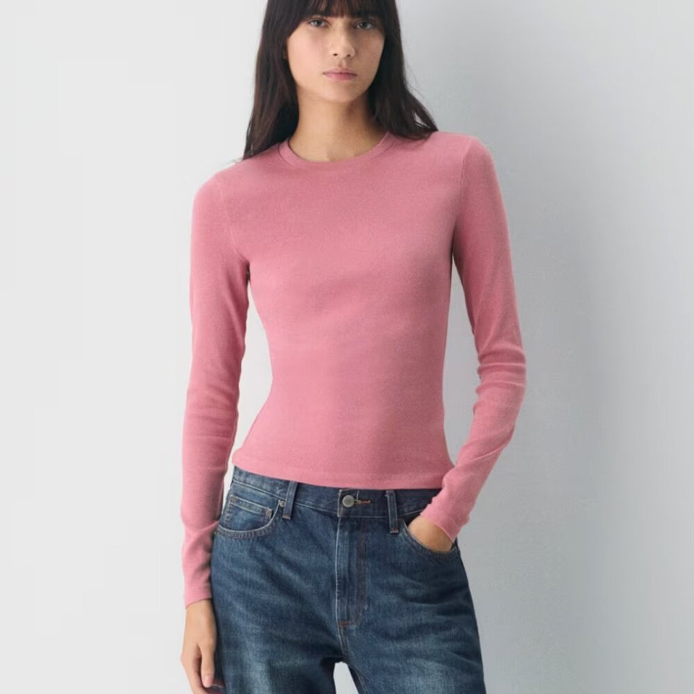 NWOT Aritzia HomeStretch Rib Crew Longsleeve - Pink